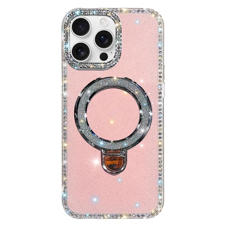 Capa de telemóvel IMD com suporte de pé e glitter de strass em ambos os lados, para iPhone 17 Pro Max, para iPhone 17 Pro, para iPhone 17, para iPhone Air, para iPhone 16 Pro Max, para iPhone 16 Pro, para iPhone 16 Plus, para iPhone 16