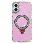Capa de telemóvel IMD com suporte de pé e glitter de strass em ambos os lados, para iPhone 17 Pro Max, para iPhone 17 Pro, para iPhone 17, para iPhone Air, para iPhone 16 Pro Max, para iPhone 16 Pro, para iPhone 16 Plus, para iPhone 16