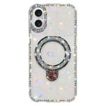 Capa de telemóvel IMD com suporte de pé e glitter de strass em ambos os lados, para iPhone 17 Pro Max, para iPhone 17 Pro, para iPhone 17, para iPhone Air, para iPhone 16 Pro Max, para iPhone 16 Pro, para iPhone 16 Plus, para iPhone 16