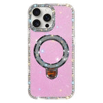 Capa de telemóvel IMD com suporte de pé e glitter de strass em ambos os lados, para iPhone 15 Pro Max, para iPhone 15 Pro, para iPhone 15, para iPhone 14, para iPhone 14 Pro, para iPhone 14 Pro Max, para iPhone 13 Pro Max, para iPhone 13 Pro