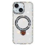 Capa de telemóvel IMD com suporte de pé e glitter de strass em ambos os lados, para iPhone 15 Pro Max, para iPhone 15 Pro, para iPhone 15, para iPhone 14, para iPhone 14 Pro, para iPhone 14 Pro Max, para iPhone 13 Pro Max, para iPhone 13 Pro