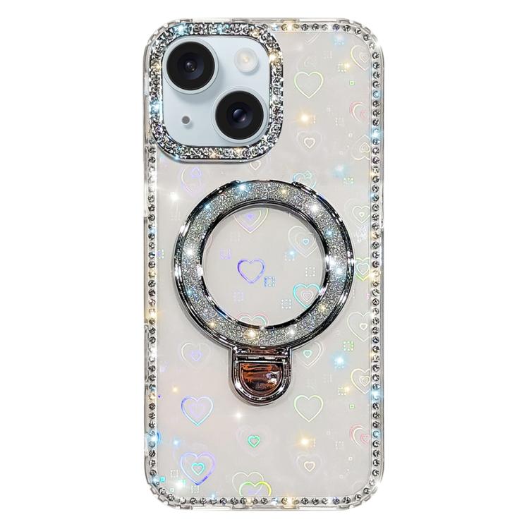 Capa de telemóvel IMD com suporte de pé e glitter de strass em ambos os lados, para iPhone 15 Pro Max, para iPhone 15 Pro, para iPhone 15, para iPhone 14, para iPhone 14 Pro, para iPhone 14 Pro Max, para iPhone 13 Pro Max, para iPhone 13 Pro