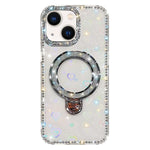 Capa de telemóvel IMD com suporte de pé e glitter de strass em ambos os lados, para iPhone 15 Pro Max, para iPhone 15 Pro, para iPhone 15, para iPhone 14, para iPhone 14 Pro, para iPhone 14 Pro Max, para iPhone 13 Pro Max, para iPhone 13 Pro