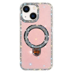 Capa de telemóvel IMD com suporte de pé e glitter de strass em ambos os lados, para iPhone 15 Pro Max, para iPhone 15 Pro, para iPhone 15, para iPhone 14, para iPhone 14 Pro, para iPhone 14 Pro Max, para iPhone 13 Pro Max, para iPhone 13 Pro