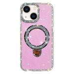 Capa de telemóvel IMD com suporte de pé e glitter de strass em ambos os lados, para iPhone 15 Pro Max, para iPhone 15 Pro, para iPhone 15, para iPhone 14, para iPhone 14 Pro, para iPhone 14 Pro Max, para iPhone 13 Pro Max, para iPhone 13 Pro