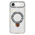 Capa de telemóvel IMD com suporte de pé e glitter de strass em ambos os lados, para iPhone 17 Pro Max, para iPhone 17 Pro, para iPhone 17, para iPhone Air, para iPhone 16 Pro Max, para iPhone 16 Pro, para iPhone 16 Plus, para iPhone 16