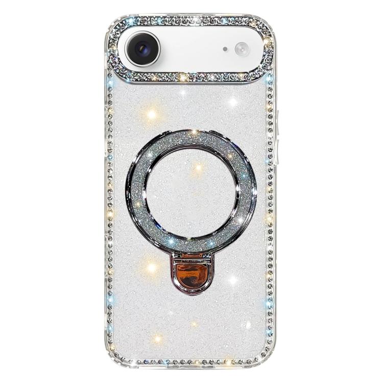 Capa de telemóvel IMD com suporte de pé e glitter de strass em ambos os lados, para iPhone 17 Pro Max, para iPhone 17 Pro, para iPhone 17, para iPhone Air, para iPhone 16 Pro Max, para iPhone 16 Pro, para iPhone 16 Plus, para iPhone 16