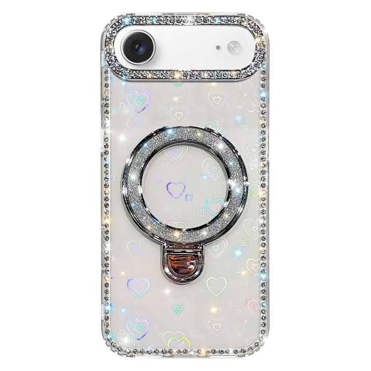 Capa de telemóvel IMD com suporte de pé e glitter de strass em ambos os lados, para iPhone 17 Pro Max, para iPhone 17 Pro, para iPhone 17, para iPhone Air, para iPhone 16 Pro Max, para iPhone 16 Pro, para iPhone 16 Plus, para iPhone 16