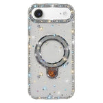 Capa de telemóvel IMD com suporte de pé e glitter de strass em ambos os lados, para iPhone 17 Pro Max, para iPhone 17 Pro, para iPhone 17, para iPhone Air, para iPhone 16 Pro Max, para iPhone 16 Pro, para iPhone 16 Plus, para iPhone 16