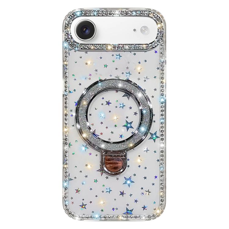 Capa de telemóvel IMD com suporte de pé e glitter de strass em ambos os lados, para iPhone 17 Pro Max, para iPhone 17 Pro, para iPhone 17, para iPhone Air, para iPhone 16 Pro Max, para iPhone 16 Pro, para iPhone 16 Plus, para iPhone 16