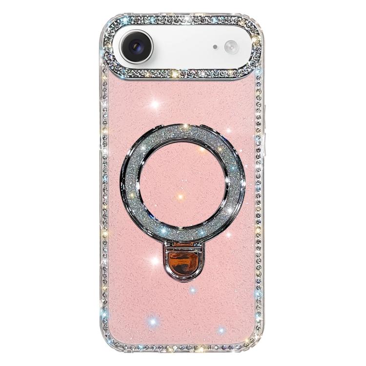 Capa de telemóvel IMD com suporte de pé e glitter de strass em ambos os lados, para iPhone 17 Pro Max, para iPhone 17 Pro, para iPhone 17, para iPhone Air, para iPhone 16 Pro Max, para iPhone 16 Pro, para iPhone 16 Plus, para iPhone 16