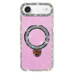 Capa de telemóvel IMD com suporte de pé e glitter de strass em ambos os lados, para iPhone 17 Pro Max, para iPhone 17 Pro, para iPhone 17, para iPhone Air, para iPhone 16 Pro Max, para iPhone 16 Pro, para iPhone 16 Plus, para iPhone 16
