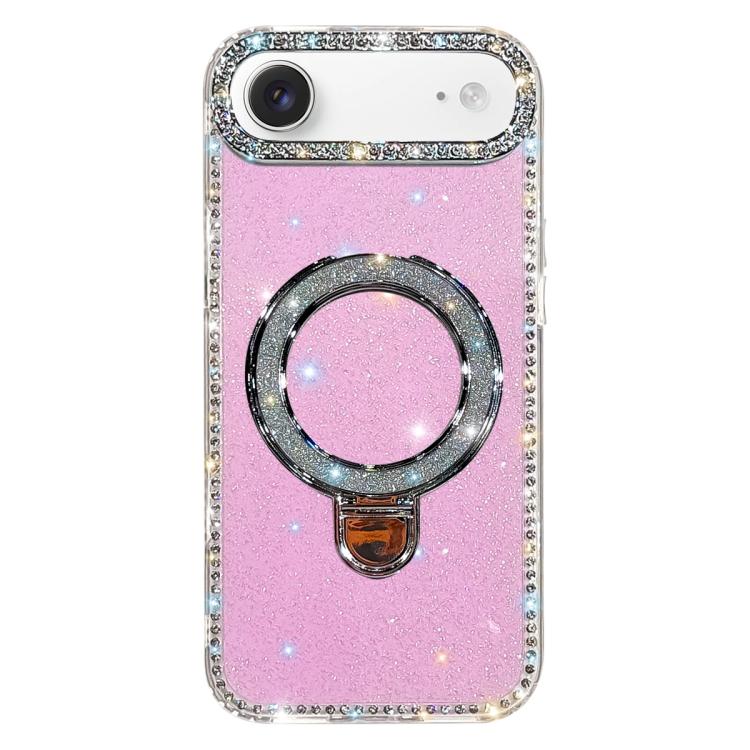Capa de telemóvel IMD com suporte de pé e glitter de strass em ambos os lados, para iPhone 17 Pro Max, para iPhone 17 Pro, para iPhone 17, para iPhone Air, para iPhone 16 Pro Max, para iPhone 16 Pro, para iPhone 16 Plus, para iPhone 16