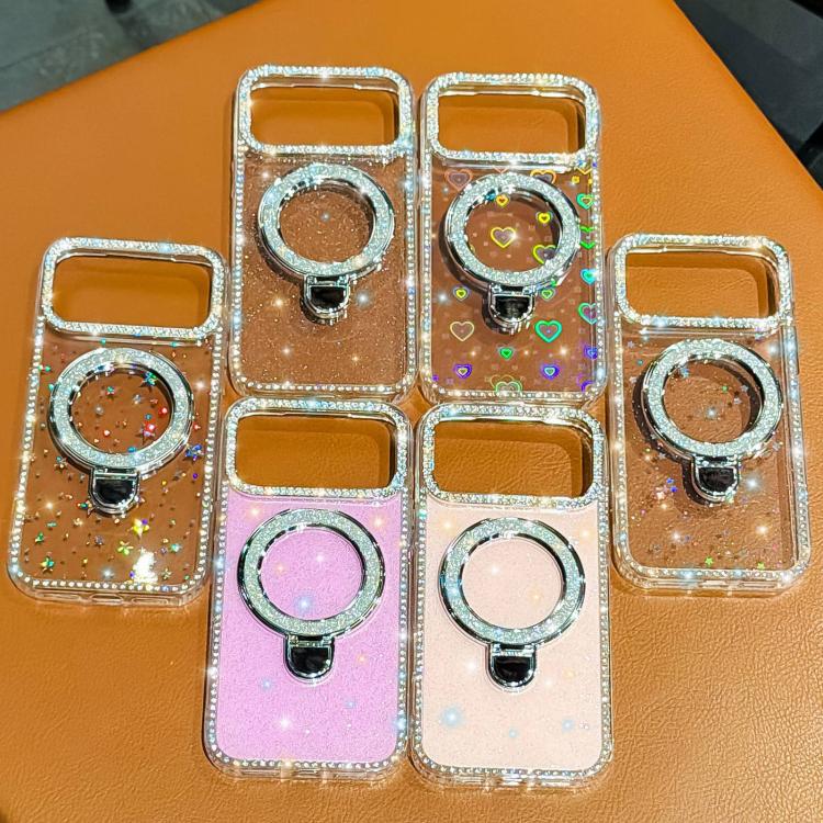 Capa de telemóvel IMD com suporte de pé e glitter de strass em ambos os lados, para iPhone 17 Pro Max, para iPhone 17 Pro, para iPhone 17, para iPhone Air, para iPhone 16 Pro Max, para iPhone 16 Pro, para iPhone 16 Plus, para iPhone 16