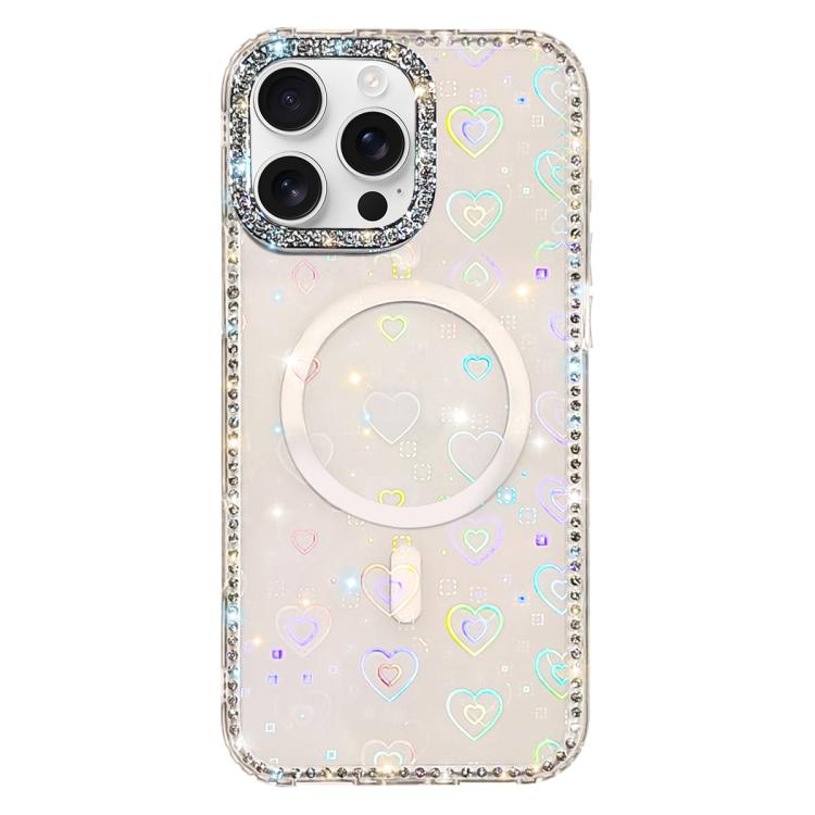 Capa de telemóvel magnética híbrida IMD PC TPU com strass em ambos os lados, Para iPhone 17 Pro Max, Para iPhone 17 Pro, Para iPhone 17, Para iPhone Air, Para iPhone 16 Pro Max, Para iPhone 16 Pro, Para iPhone 16 Plus, Para iPhone 16