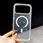 Capa de telemóvel magnética híbrida IMD PC TPU com strass em ambos os lados, Para iPhone 15 Pro Max, Para iPhone 15 Pro, Para iPhone 15, Para iPhone 14, Para iPhone 14 Pro, Para iPhone 14 Pro Max, Para iPhone 13 Pro Max, Para iPhone 13 Pro