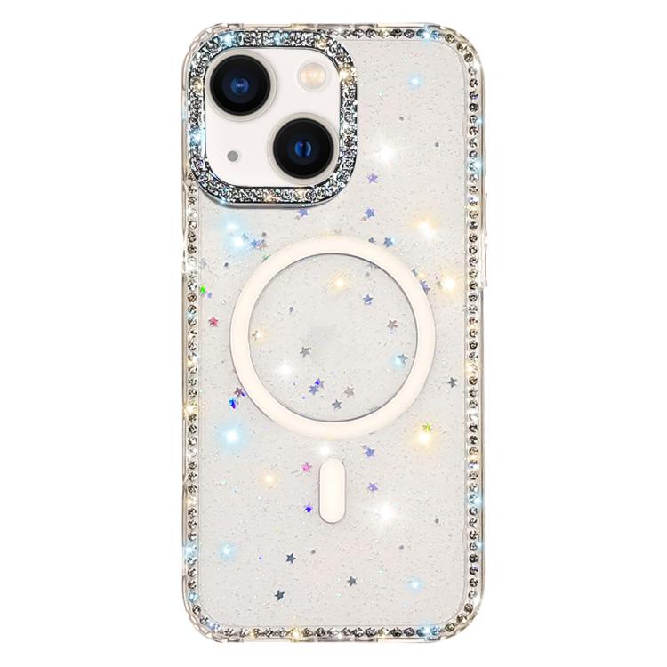 Capa de telemóvel magnética híbrida IMD PC TPU com strass em ambos os lados, para iPhone 13