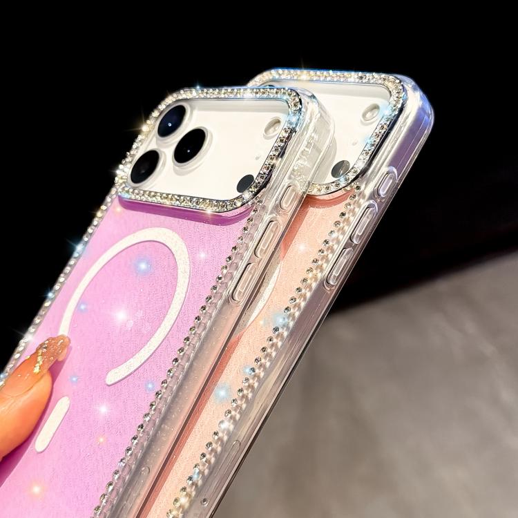 Capa de telemóvel magnética híbrida IMD PC TPU com strass em ambos os lados, para iPhone 13