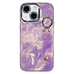 Capa para telemóvel TPU com suporte de pulseira textura metálica tipo folha de revestimento com película para lente, para iPhone 13