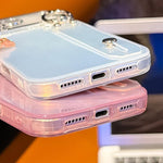 Capa para telemóvel TPU com suporte de pulseira textura metálica tipo folha de revestimento com película para lente, para iPhone 13