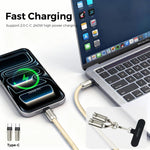 MOCOME W3 Cabo de Carregamento Multifuncional Type-C para Type-C com Correia Ajustável para Telefone em Tira Cruzada