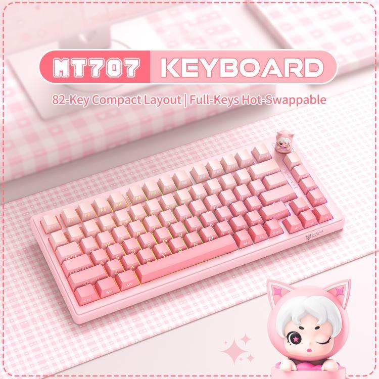 ONIKUMA MT707 Teclado Gaming Mecânico RGB com 82 Teclas e Tri-modo