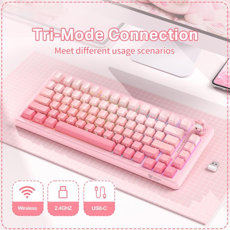 ONIKUMA MT707 Teclado Gaming Mecânico RGB com 82 Teclas e Tri-modo