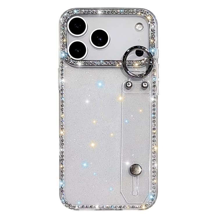 Capa de telemóvel com suporte de pulseira com glitter de pedras brilhantes, para iPhone 17 Pro, para iPhone 17, para iPhone Air, para iPhone 16 Pro Max, para iPhone 16 Pro, para iPhone 16 Plus, para iPhone 16, para iPhone 15 Pro Max