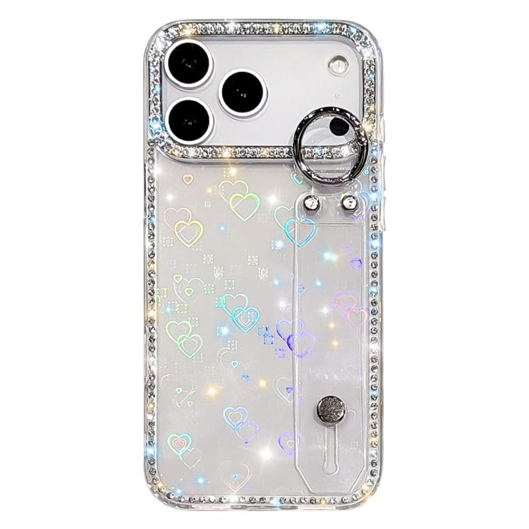 Capa de telemóvel com suporte de pulseira com glitter de pedras brilhantes, para iPhone 17 Pro, para iPhone 17, para iPhone Air, para iPhone 16 Pro Max, para iPhone 16 Pro, para iPhone 16 Plus, para iPhone 16, para iPhone 15 Pro Max