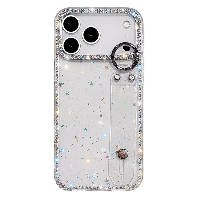 Capa de telemóvel com suporte de pulseira com glitter de pedras brilhantes, para iPhone 17 Pro, para iPhone 17, para iPhone Air, para iPhone 16 Pro Max, para iPhone 16 Pro, para iPhone 16 Plus, para iPhone 16, para iPhone 15 Pro Max