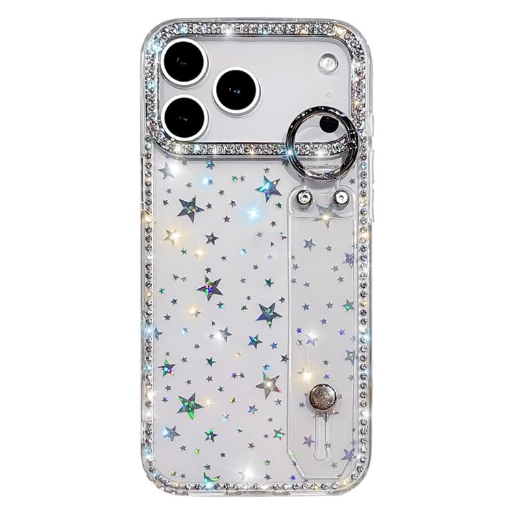 Capa de telemóvel com suporte de pulseira com glitter de pedras brilhantes, para iPhone 17 Pro, para iPhone 17, para iPhone Air, para iPhone 16 Pro Max, para iPhone 16 Pro, para iPhone 16 Plus, para iPhone 16, para iPhone 15 Pro Max