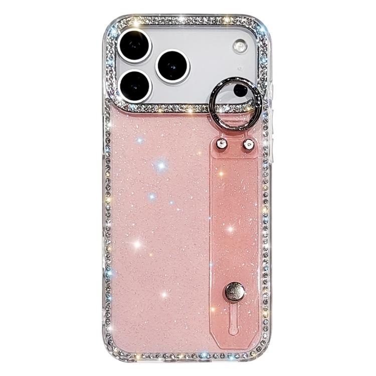 Capa de telemóvel com suporte de pulseira com glitter de pedras brilhantes, para iPhone 17 Pro, para iPhone 17, para iPhone Air, para iPhone 16 Pro Max, para iPhone 16 Pro, para iPhone 16 Plus, para iPhone 16, para iPhone 15 Pro Max