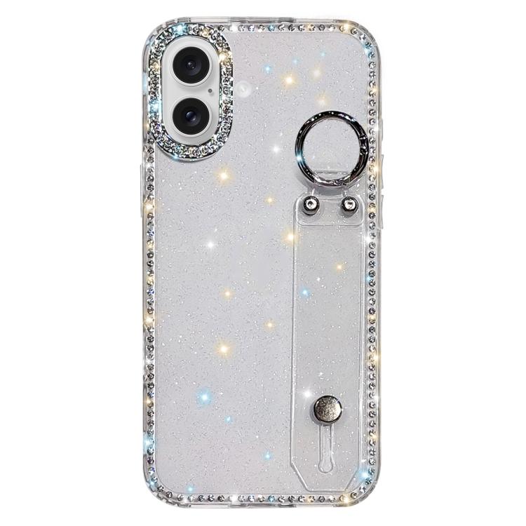 Capa de telemóvel com suporte de pulseira com glitter de pedras brilhantes, para iPhone 17 Pro, para iPhone 17, para iPhone Air, para iPhone 16 Pro Max, para iPhone 16 Pro, para iPhone 16 Plus, para iPhone 16, para iPhone 15 Pro Max