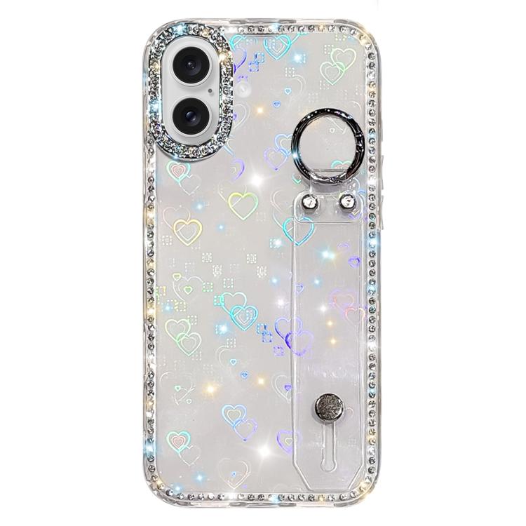 Capa de telemóvel com suporte de pulseira com glitter de pedras brilhantes, para iPhone 17 Pro, para iPhone 17, para iPhone Air, para iPhone 16 Pro Max, para iPhone 16 Pro, para iPhone 16 Plus, para iPhone 16, para iPhone 15 Pro Max