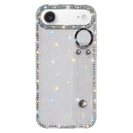 Capa de telemóvel com suporte de pulseira com glitter de pedras brilhantes, para iPhone 17 Pro, para iPhone 17, para iPhone Air, para iPhone 16 Pro Max, para iPhone 16 Pro, para iPhone 16 Plus, para iPhone 16, para iPhone 15 Pro Max