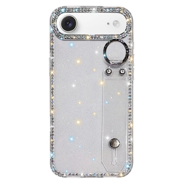 Capa de telemóvel com suporte de pulseira com glitter de pedras brilhantes, para iPhone 17 Pro, para iPhone 17, para iPhone Air, para iPhone 16 Pro Max, para iPhone 16 Pro, para iPhone 16 Plus, para iPhone 16, para iPhone 15 Pro Max
