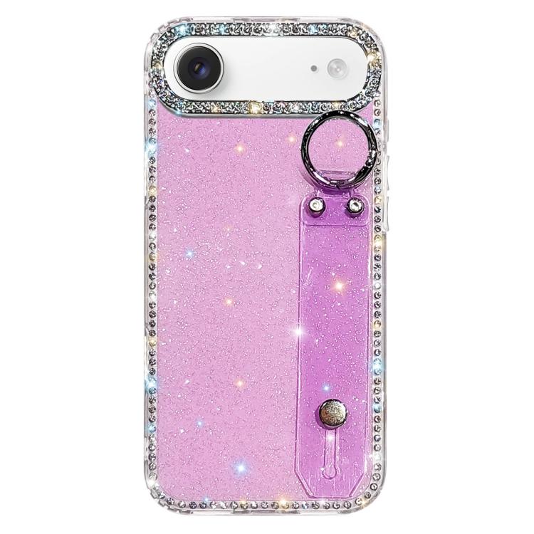 Capa de telemóvel com suporte de pulseira com glitter de pedras brilhantes, para iPhone 17 Pro, para iPhone 17, para iPhone Air, para iPhone 16 Pro Max, para iPhone 16 Pro, para iPhone 16 Plus, para iPhone 16, para iPhone 15 Pro Max