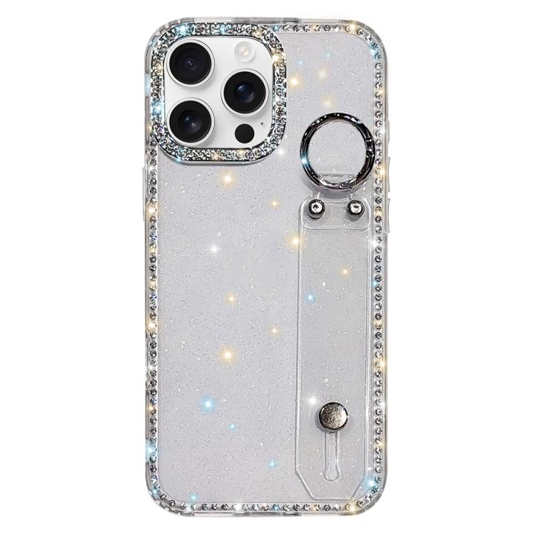 Capa de telemóvel com suporte de pulseira com glitter de pedras brilhantes, para iPhone 17 Pro, para iPhone 17, para iPhone Air, para iPhone 16 Pro Max, para iPhone 16 Pro, para iPhone 16 Plus, para iPhone 16, para iPhone 15 Pro Max