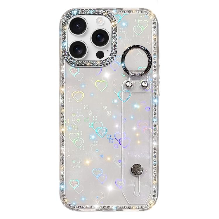 Capa de telemóvel com suporte de pulseira com glitter de pedras brilhantes, para iPhone 17 Pro, para iPhone 17, para iPhone Air, para iPhone 16 Pro Max, para iPhone 16 Pro, para iPhone 16 Plus, para iPhone 16, para iPhone 15 Pro Max