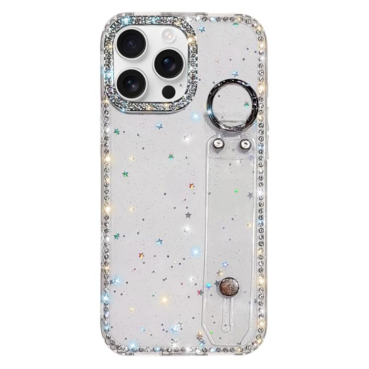 Capa de telemóvel com suporte de pulseira com glitter de pedras brilhantes, para iPhone 17 Pro, para iPhone 17, para iPhone Air, para iPhone 16 Pro Max, para iPhone 16 Pro, para iPhone 16 Plus, para iPhone 16, para iPhone 15 Pro Max
