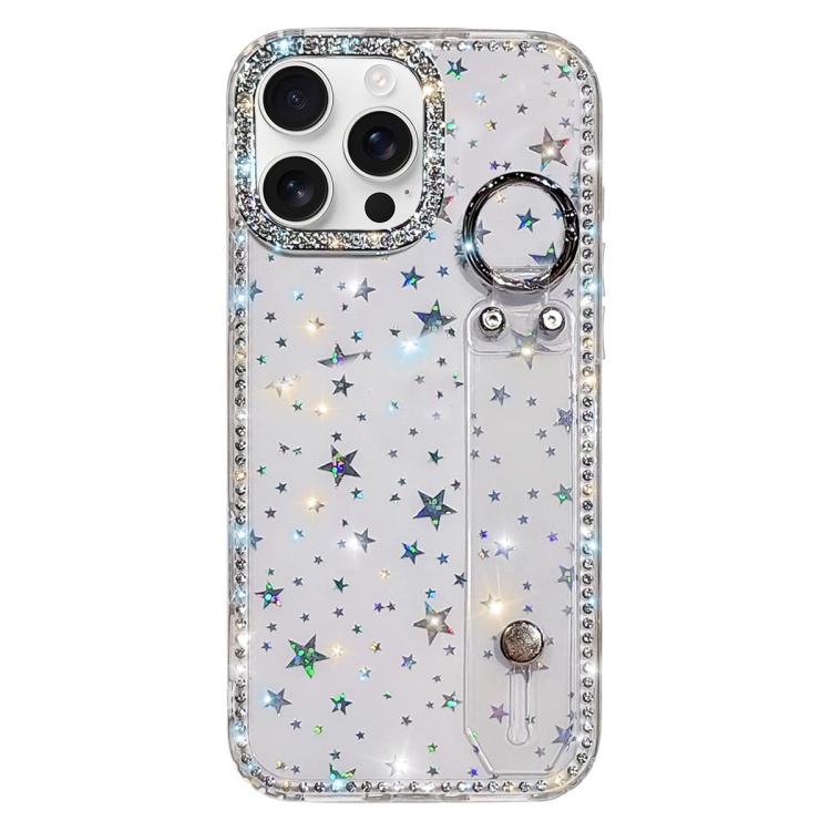 Capa de telemóvel com suporte de pulseira com glitter de pedras brilhantes, para iPhone 17 Pro, para iPhone 17, para iPhone Air, para iPhone 16 Pro Max, para iPhone 16 Pro, para iPhone 16 Plus, para iPhone 16, para iPhone 15 Pro Max