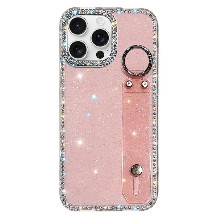 Capa de telemóvel com suporte de pulseira com glitter de pedras brilhantes, para iPhone 17 Pro, para iPhone 17, para iPhone Air, para iPhone 16 Pro Max, para iPhone 16 Pro, para iPhone 16 Plus, para iPhone 16, para iPhone 15 Pro Max