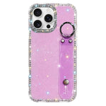 Capa de telemóvel com suporte de pulseira com glitter de pedras brilhantes, para iPhone 17 Pro, para iPhone 17, para iPhone Air, para iPhone 16 Pro Max, para iPhone 16 Pro, para iPhone 16 Plus, para iPhone 16, para iPhone 15 Pro Max