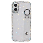 Capa de telemóvel com suporte de pulseira com glitter de pedras brilhantes, para iPhone 17 Pro, para iPhone 17, para iPhone Air, para iPhone 16 Pro Max, para iPhone 16 Pro, para iPhone 16 Plus, para iPhone 16, para iPhone 15 Pro Max