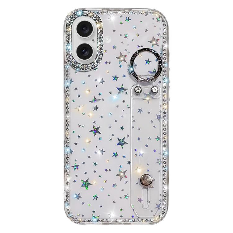 Capa de telemóvel com suporte de pulseira com glitter de pedras brilhantes, para iPhone 17 Pro, para iPhone 17, para iPhone Air, para iPhone 16 Pro Max, para iPhone 16 Pro, para iPhone 16 Plus, para iPhone 16, para iPhone 15 Pro Max