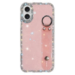 Capa de telemóvel com suporte de pulseira com glitter de pedras brilhantes, para iPhone 17 Pro, para iPhone 17, para iPhone Air, para iPhone 16 Pro Max, para iPhone 16 Pro, para iPhone 16 Plus, para iPhone 16, para iPhone 15 Pro Max