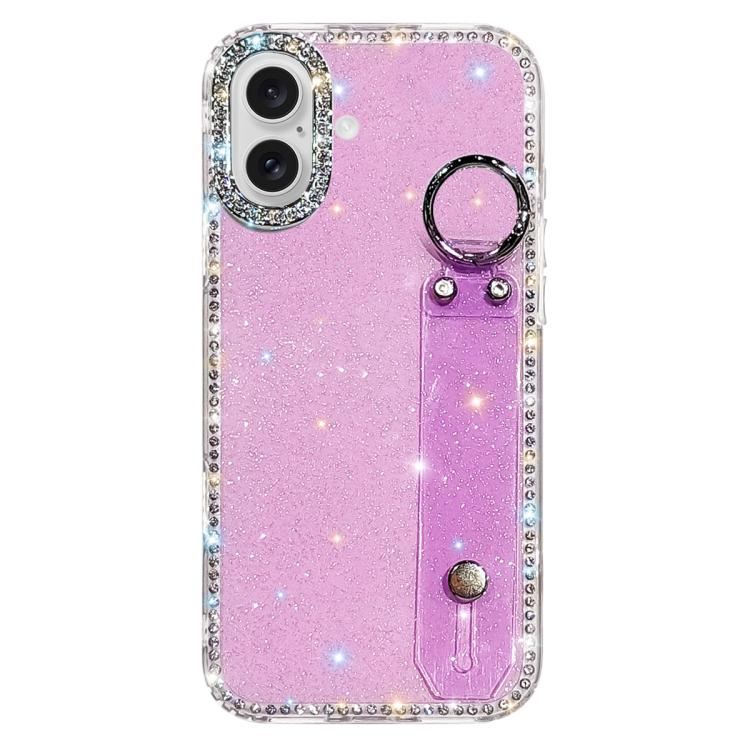 Capa de telemóvel com suporte de pulseira com glitter de pedras brilhantes, para iPhone 17 Pro, para iPhone 17, para iPhone Air, para iPhone 16 Pro Max, para iPhone 16 Pro, para iPhone 16 Plus, para iPhone 16, para iPhone 15 Pro Max