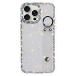 Capa de telemóvel com suporte de pulseira com glitter de pedras brilhantes, para iPhone 17 Pro, para iPhone 17, para iPhone Air, para iPhone 16 Pro Max, para iPhone 16 Pro, para iPhone 16 Plus, para iPhone 16, para iPhone 15 Pro Max