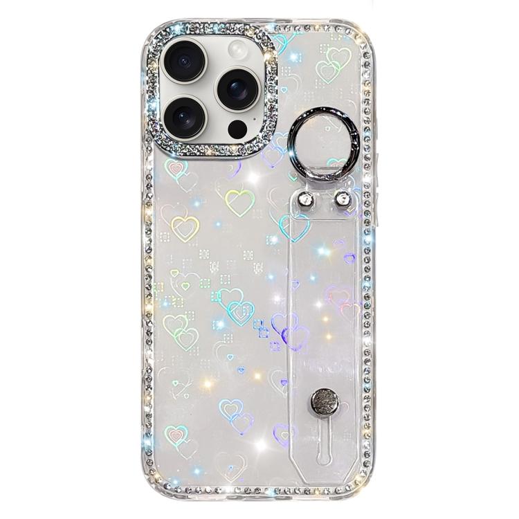 Capa de telemóvel com suporte de pulseira com glitter de pedras brilhantes, para iPhone 17 Pro, para iPhone 17, para iPhone Air, para iPhone 16 Pro Max, para iPhone 16 Pro, para iPhone 16 Plus, para iPhone 16, para iPhone 15 Pro Max