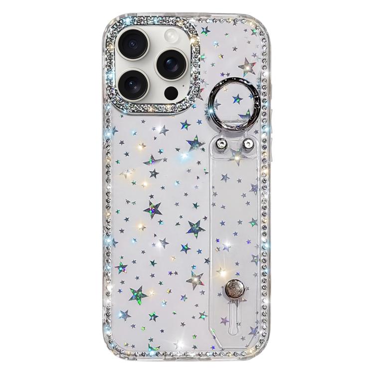 Capa de telemóvel com suporte de pulseira com glitter de pedras brilhantes, para iPhone 17 Pro, para iPhone 17, para iPhone Air, para iPhone 16 Pro Max, para iPhone 16 Pro, para iPhone 16 Plus, para iPhone 16, para iPhone 15 Pro Max